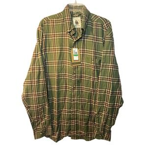 GH Bass Plaid Flannel NWT Long Sleeve Shirt Men's Large Green Casual Button Up
